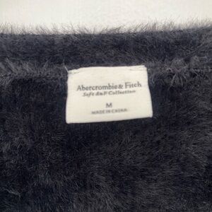 Abercrombie black fuzzy sweater with gold buttons